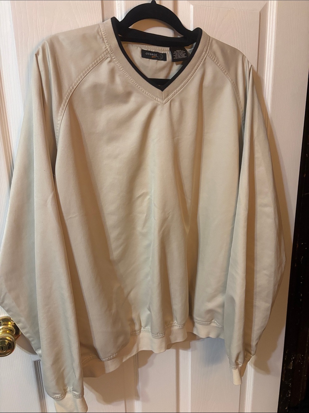George Men’s Cream V-Neck Pullover with Black Trim
